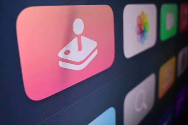 Mandatory Credit: Photo by Jakub Porzycki/NurPhoto/REX/Shutterstock (15096485f) Apple Arcade logo displayed on a tv screen is seen seen in this illustration photo taken in Norway on January 11, 2025. Apple TV Menu Photo Illustrations, Troms, Norway - 11 Jan 2025