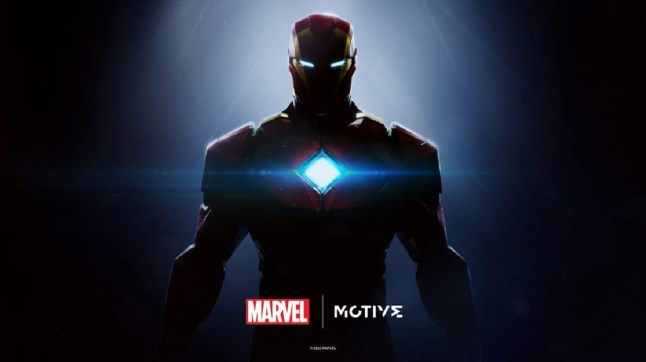 Iron Man in shadows lit up by the reactor in his chest