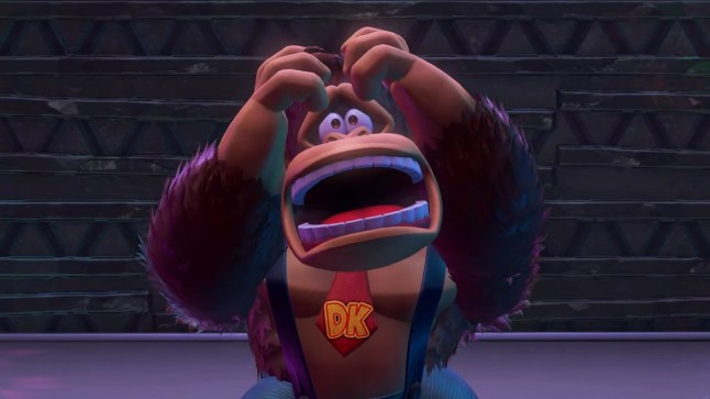 Donkey Kong clutching his head and screaming